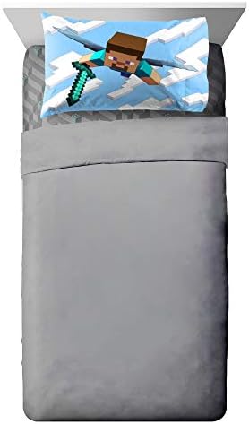 Minecraft Creeper Twin Comforter Set 5 Piece Kids Bedding for Boys, Green