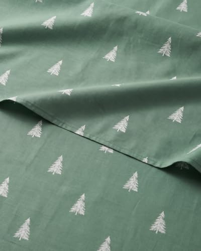 Christmas Sheet Set, Sage Pine Trees, Holiday Xmas Bedding Set - Twin XL
