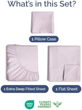Extra Deep Pocket Twin XL Sheet Set - Breathable & Cooling - Light Lavender