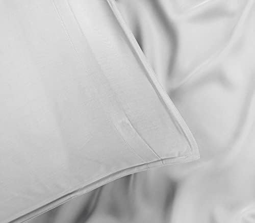 Stylinen 100% Organic Eucalyptus Bed Sheets Queen Size 4 Piece Set, Tencel Lyocell, Silky Soft & Smooth, Breathable, 16 Inch Deep Pockets, 1 Fitted, 1 Flat, 2 Pillowcases (Queen, White)