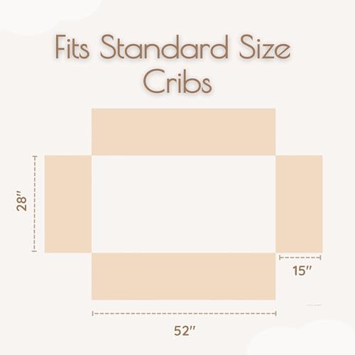 Brown Crib Skirt Neutral, Baby Crib Skirt Girl Boy, 52"x28" with 15" Drop Crib Bedskirt, Cotton Bed Skirt, Oeko TEX Certified Cribs Dust Ruffle, Crib's Accessories Boy Girl (Brown Bedskirt)