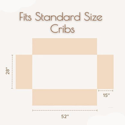 Brown Crib Skirt Neutral, Baby Crib Skirt Girl Boy, 52"x28" with 15" Drop Crib Bedskirt, Cotton Bed Skirt, Oeko TEX Certified Cribs Dust Ruffle, Crib's Accessories Boy Girl (Brown Bedskirt)