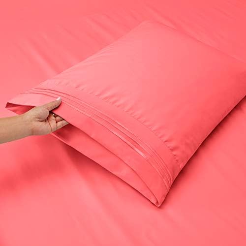 Clara Clark Twin XL Sheets, 5 Piece Set - Hotel Luxury Bed Sheets, Super Soft Bedding Set, Twin XL Size, Coral Pink