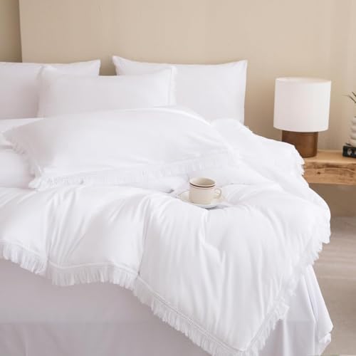 Andency Oversized King Comforter Set, 7 Pieces White Bedding