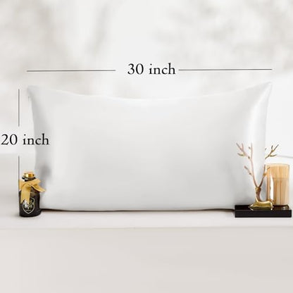 Vielit Queen Satin Pillowcase for Hair 2pc,Similar to Silk Pillow Cases,Easier Care Than Silk Pillowcase,Gifts for Women Men,Cream White,20x30 & Envelope Closure and 2 Satin Scrunchies