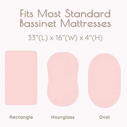 Pink Floral Baby Bassinet Sheets Girl 2 Pack – 100% Jersey Cotton Fitted Rectangle 32x16x4, Soft Breathable Bassinet Mattress Sheets, Fits Baby Delight Beside Me Dreamer