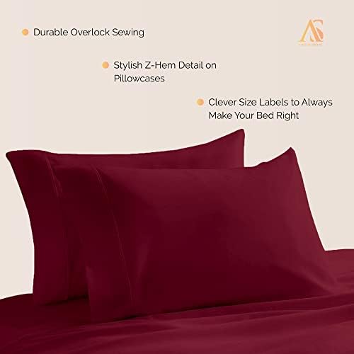 Ashton Pillowcases Premium 800-Thread-Count Egyptian Feel 100% Cotton King Size Pillowcases - Soft, Breathable Burgundy