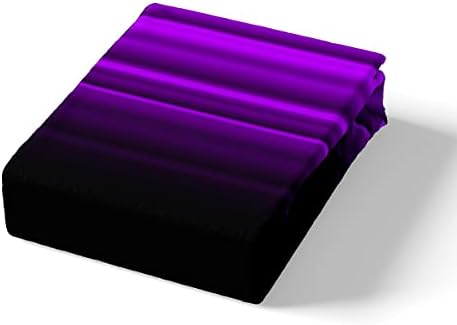 Feelyou Geometric Abstract Ombre Bed Sheets Kids Teens Purple and Black Striped Sheet Set Decor Modern Fashion Bed Set Bedroom Collection 4Pcs Full Size