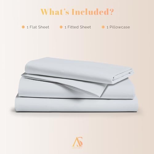 100% Egyptian Cotton Sheet Twin XL Size - 800 Series Elite Collection Egyptian Cotton Twin XL Size Bed Sheets Set (3 PC, Silver), Soft, Cooling, 16" Deep Pocket Luxury Hotel Bedsheet