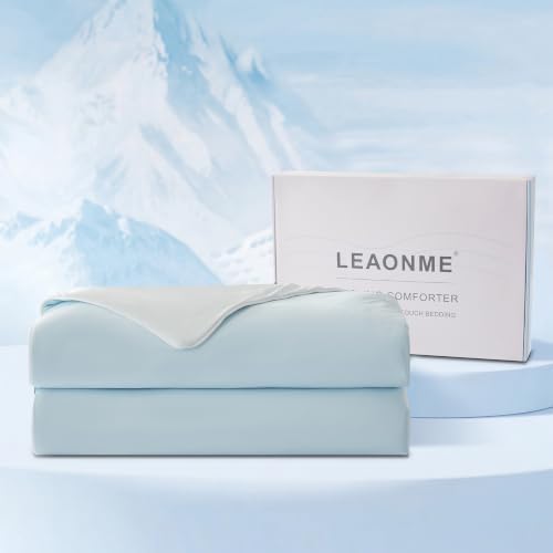 LEAONME® Cooling Comforter Twin XL Blue Blanket for Hot Sleepers 68"x90"