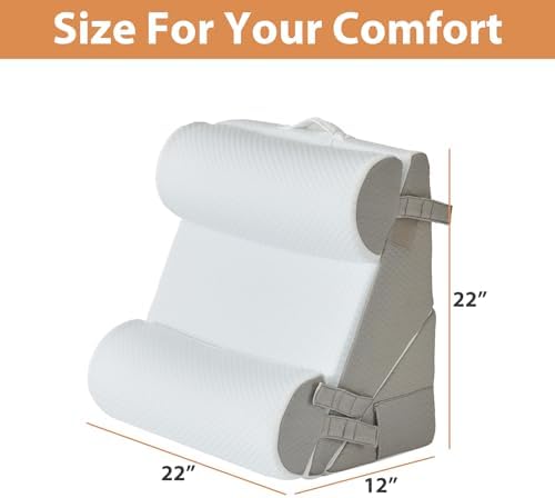 BIEEZZK 4PCS Wedge Pillow Set for After Surgery, Back Pillow for Bed Sitting up, 9&12inch Adjustable Memory Foam Bed Wedges, Pillow Wedge for Acid Reflux, Back Pain Relief, Snoring, White/Grey