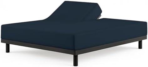 1 PC Top Split Queen Fitted Sheet for Adjustable beds, 34" Split, Navy Blue