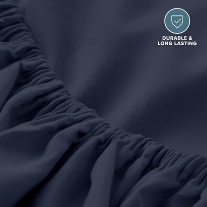 Bare Home Full Fitted Sheet - 1800 Ultra-Soft (Full, Midnight Blue)