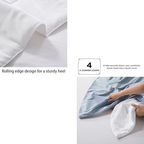 Zaizaihome Bamboo Viscose Comforter Set Queen Size 3 Pieces - White