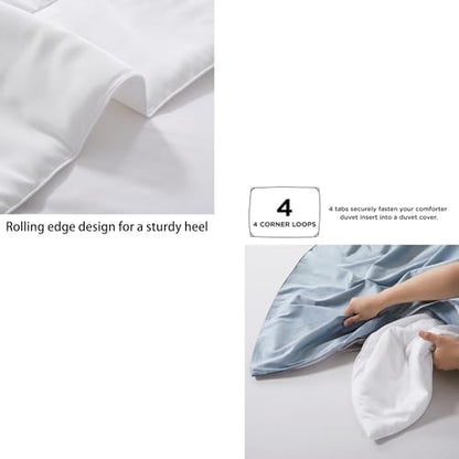 Zaizaihome Bamboo Viscose Comforter Set Queen Size 3 Pieces - White