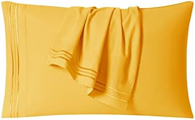 Clara Clark Bed Sheets, Premier 1800 Series 4 Piece Bed Sheet Set, Deep Pocket, Wrinkle, Fade, Stain Resistant, Luxury Soft Bedding Sheets & Pillowcases, King, Yellow