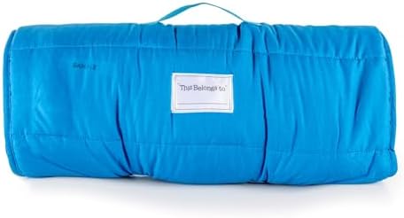 Jay Franco Kids Nap Mat with Embedded Pillow & Blanket – Soft 46"x20" Microfiber Sleeping Bag with Name Tag & Handle for School, Travel, Sleepover