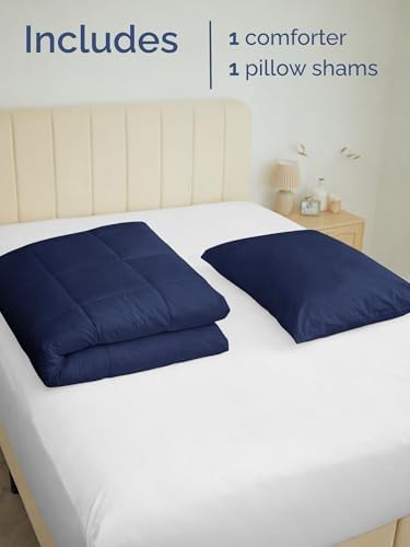 Twin Comforter Set - Navy Blue Bedding for All Seasons - 2 Piece Bed Set