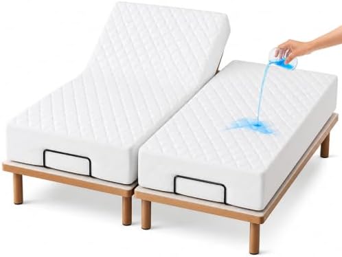 GRT Split King Mattress Protector Waterproof, Hollow Cotton Mattress Pad