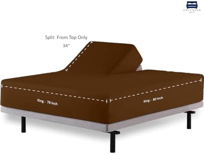 1 PC Top Split Queen Fitted Sheet for Adjustable beds, 34" Split, Chocolate