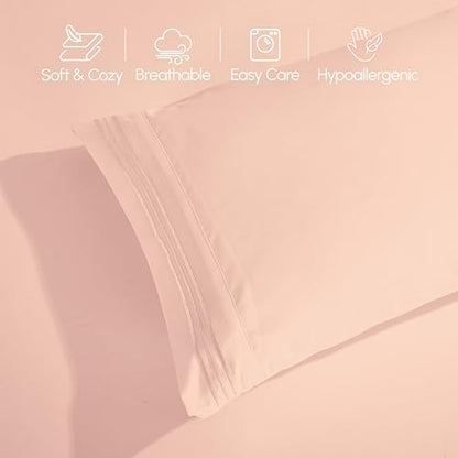 Elegant Comfort Luxury 4-Piece Bed Sheet Set - Luxury Bedding 1500 Premium Hotel Quality Microfiber, Wrinkle Resistant Cool and Breathable, Easy Elastic Fitted, Queen, Blush Pink