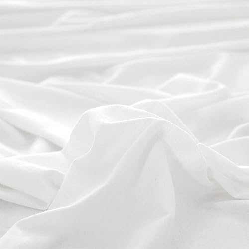 PURE ERA Jersey Knit Duvet Cover Set 100% T-Shirt Cotton Super Soft Comfy 3pc Bedding Set with Zipper Closure (Solid Bright White, King)
