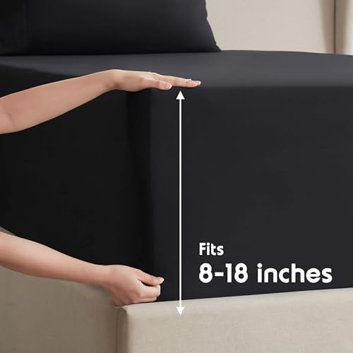 Nestl Twin XL Sheet Set - Bed Sheets - Black - 3-Piece Deep Pocket