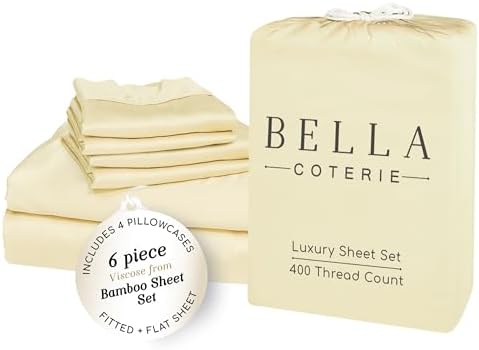 Bella Coterie 6 Piece Luxury Bamboo Viscose 34" Split Top King Sheet Set