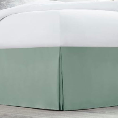 Nestl Sage Green Twin Bed Skirt - Twin Size Bed Skirt 14 Inch Drop - Brushed Microfiber Bed Skirts - Hotel Quality Pleated Bed Skirt - Shrinkage & Fade Resistant