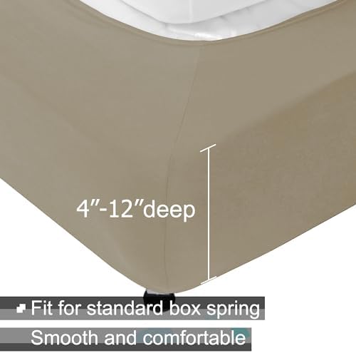 ALYVIA SPRING King Box Spring Cover Jersey Knit Stretchy, Taupe