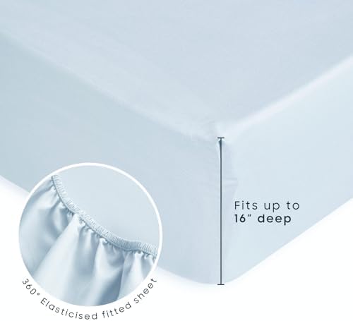 Wake In Cloud - Floral Comforter Set with Sheets, Coquette Cottagecore Aesthetic Flower Shabby Chic Pattern for Women Teen Girls, 5 Pieces Bed in a Bag, Light Blue, Twin Size