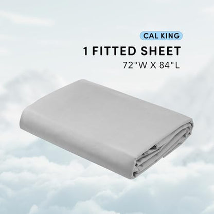 Comfort Spaces Coolmax Moisture Wicking Fitted Sheet ONLY Super Soft, Fade Resistant, All Elastic Deep Pocket Fits Up to 16" Mattress - Warm Weather Cooling Sheets for Night Sweats, Cal King, Grey