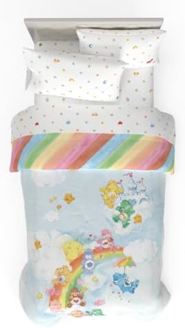 Care Bears Classic Super Soft Cozy Reversible Microfiber Comforter and Sheet Set, 4 Piece Twin Size, (Official Licensed Product) By Franco Collectibles