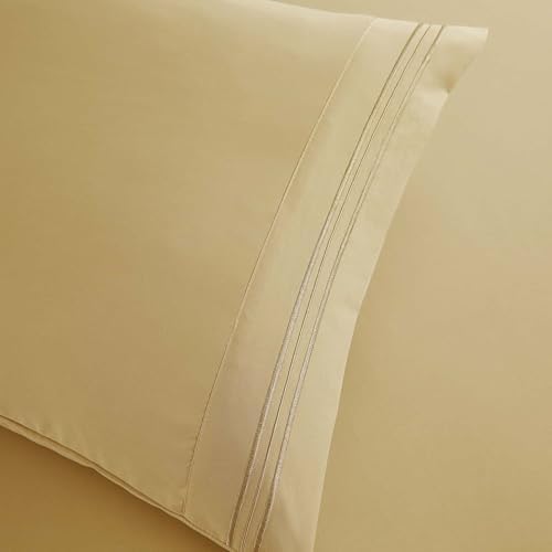 Clara Clark Full Sheets, 6 Piece Set - Hotel Luxury Bed Sheets, Super Soft Bedding Set, Full Size, Camel Gold