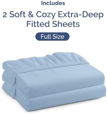 CGK Linens 2 Pack Extra Deep Full Fitted Sheets - Sky Blue