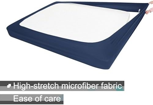 ALYVIA SPRING Full Size Box Spring Cover Jersey Knit Stretchy, Navy