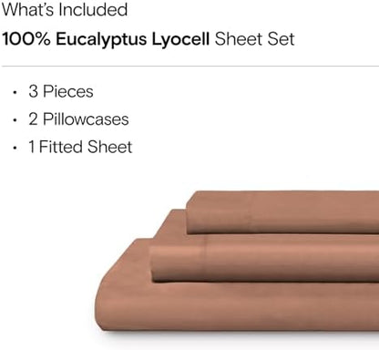 Sijo AiryWeight Tencel Sheet Set, 100% Lyocell Derived from Eucalyptus, Buttery Soft, Architectural Digest Best Cooling Sheets Winner - 3pc - 2 Pillowcases 1 Fitted (Clay, Queen)