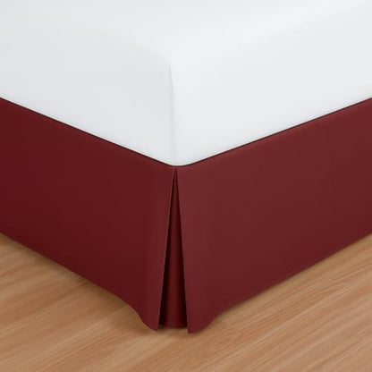 Mattress-Homes Luxury Box Pleated Bed Skirt Split Corners Platform Style Easy Fit Fade & Wrinkle Resistant with Tailored Drop 10 Inch (Queen, Burgundy)