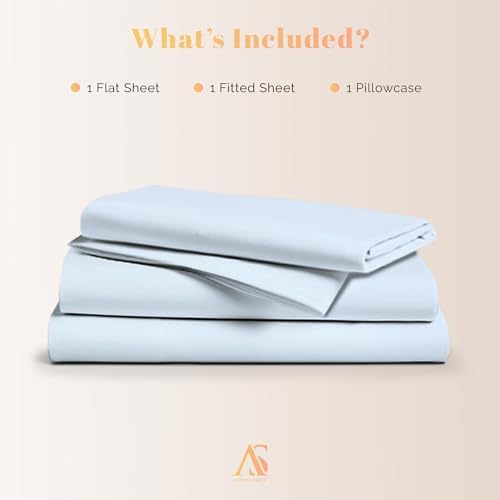 100% Egyptian Cotton Sheet Twin XL Size - 800 Series Elite Collection Egyptian Cotton Twin XL Size Bed Sheets Set (3 PC, Light Blue), Soft, Cooling, 16" Deep Pocket Luxury Hotel Bedsheet
