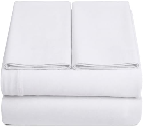 Full XL 100% Cotton Jersey Knit Sheet Set, 4PC, 15" Deep Pocket, White