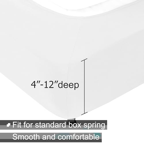 ALYVIA SPRING Queen Box Spring Cover Jersey Knit Stretchy, White