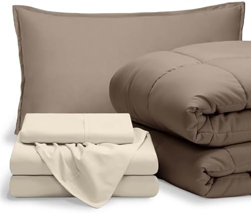 Bare Home Bed-in-A-Bag 5 Piece Set (Twin XL, Taupe/Sand)