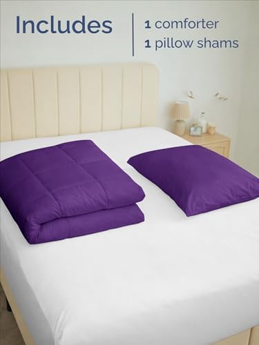 Twin Comforter Set - Purple Bedding for All Seasons - Soft 2 Piece Bed Set
