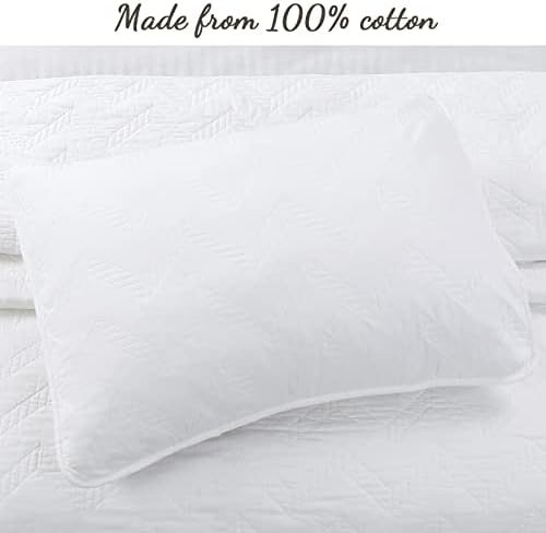 Cozy Line Home Fashions 100% Cotton Geometric Modern Zig Zag Stitch Solid White Quilt Bedding Set, Coverlet, Bedspread Lightweight for All Season (Chevron, King - 3 Piece)