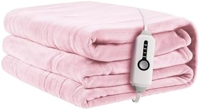 ReyyNio Electric Heated Blanket Full Size 72"x84", 10H Auto-Off, Pink