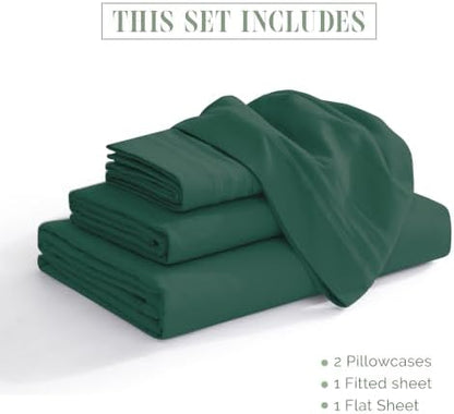 Elegant Comfort Luxury 4-Piece Bed Sheet Set - Luxury Bedding 1500 Premium Hotel Quality Microfiber, Wrinkle Resistant Cool & Breathable, Easy Elastic Fitted, Full, Hunter Green