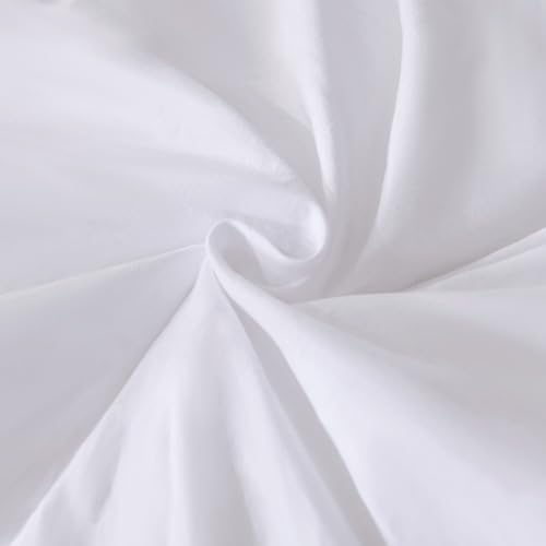 Andency Oversized Queen Ruffle Comforter Set White, 3 Pieces Solid Bedding