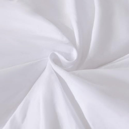 Andency Oversized Queen Ruffle Comforter Set White, 3 Pieces Solid Bedding