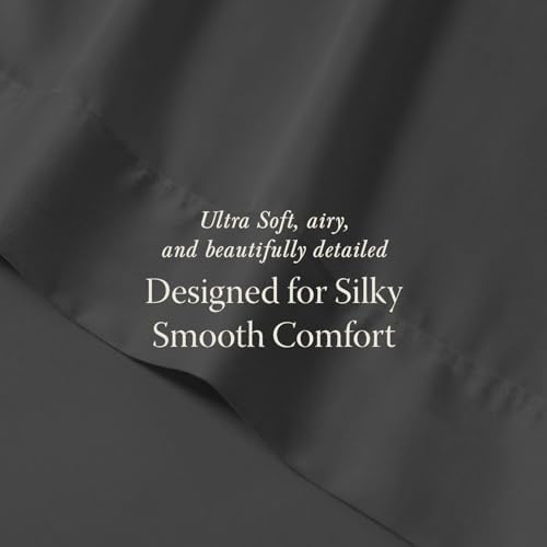 Threadmill 400TC Egyptian Cotton Full Sheet Set, Sateen, Dark Grey, 4-Piece