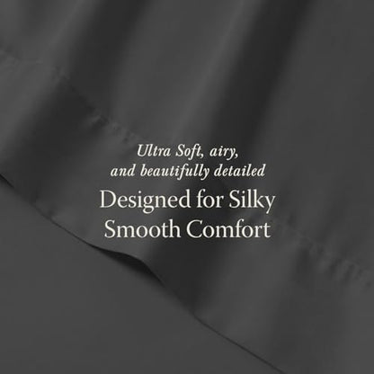 Threadmill 400TC Egyptian Cotton Full Sheet Set, Sateen, Dark Grey, 4-Piece